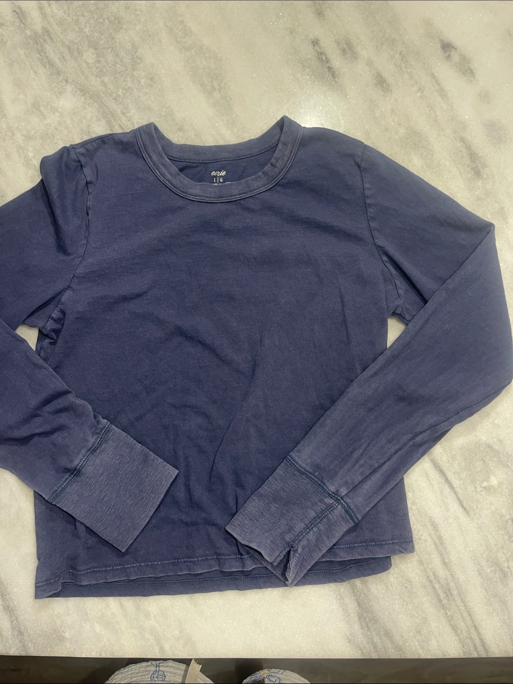aerie Long-Sleeve Crewneck Top - Navy
